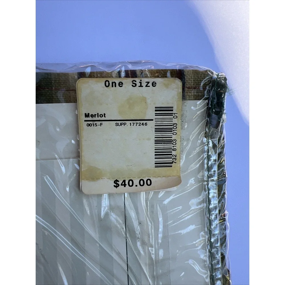 Waverly Canyon Road Merlot Striped Balloon Valance  Burgundy Tan Green 79x14 NEW